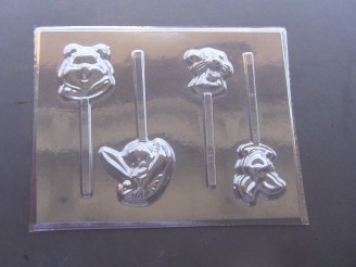 291sp Honey Bear Friends Faces Chocolate or Hard Candy Lollipop Mold